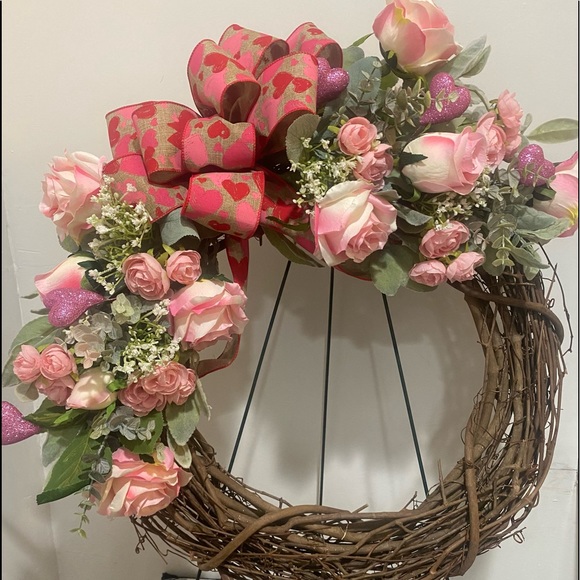 Grapevine Wreath,Valentine’s Day Wreath,SpringWreath,Lambs Ear,Valentines decor - Picture 2 of 6